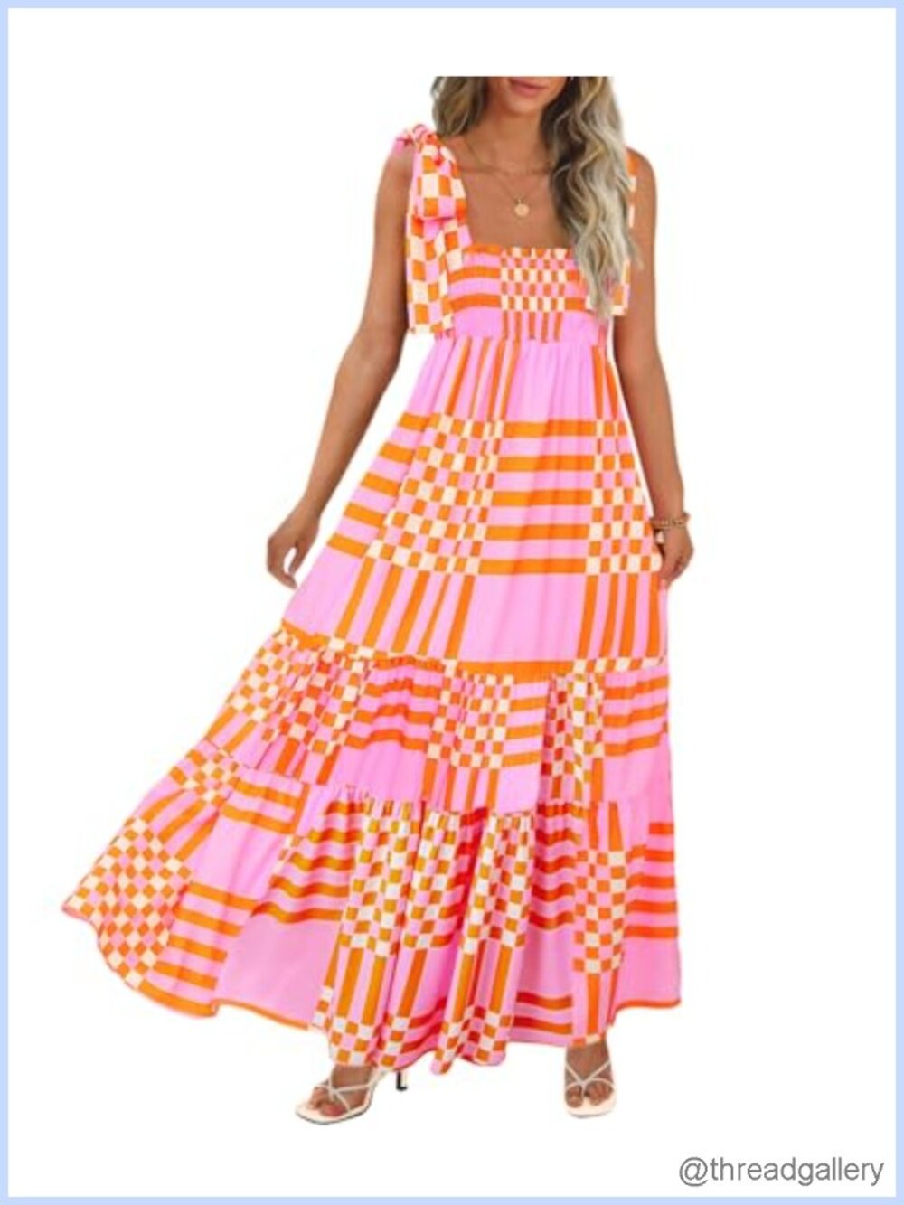 Boho Maxi Dress Spaghetti Strap Smocked A-Line Beach Summer